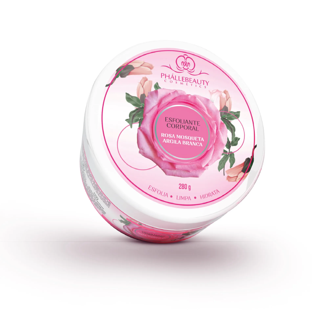 O Esfoliante Corporal Rosa Mosqueta Phállebeuaty promove uma esfoliação eficaz e delicada, removendo células mortas e impurezas sem agredir a pele.