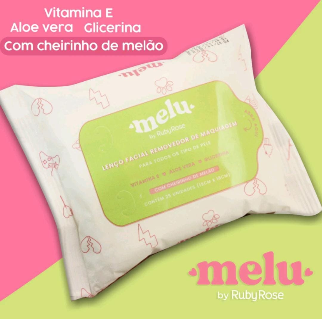 O Lenço Facial Removedor De Maquiagem melu by Ruby Rose remove maquiagem e impurezas com facilidade, deixando a pele limpa, fresca e hidratada.