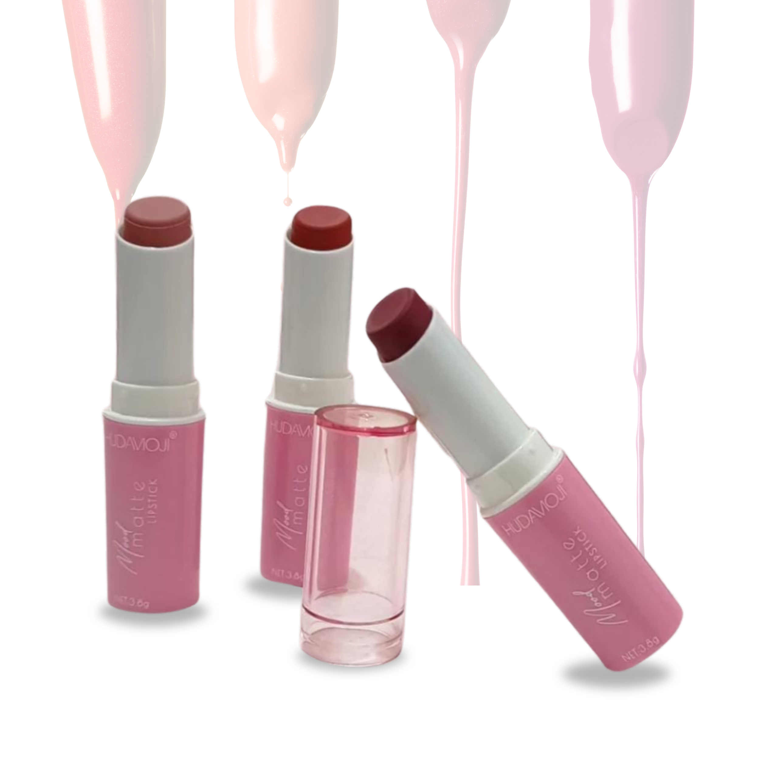 O Batom Mood Matte Lipstick Hudavioji é a escolha ideal para quem ama o efeito matte, mas não abre mão de lábios hidratados e confortáveis.