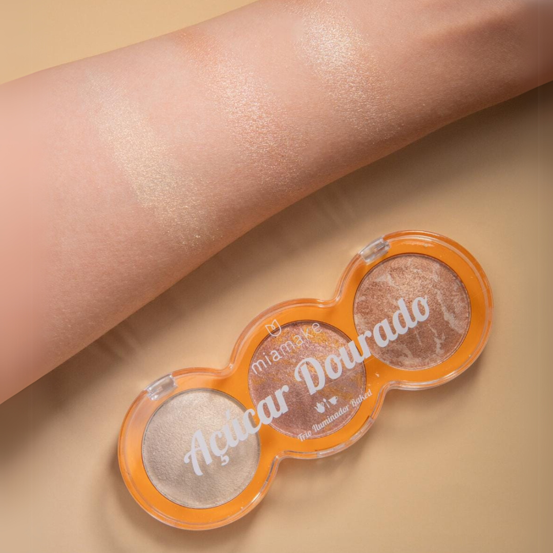 Transforme seu olhar com o Trio Iluminador Açúcar Dourado Mia Make , uma verdadeira joia para a maquiagem. Disponível em uma variação com 3 núcleos versáteis, esse trio contém micro partículas com alto brilho, proporcionando um acabamento radiante e luminoso.