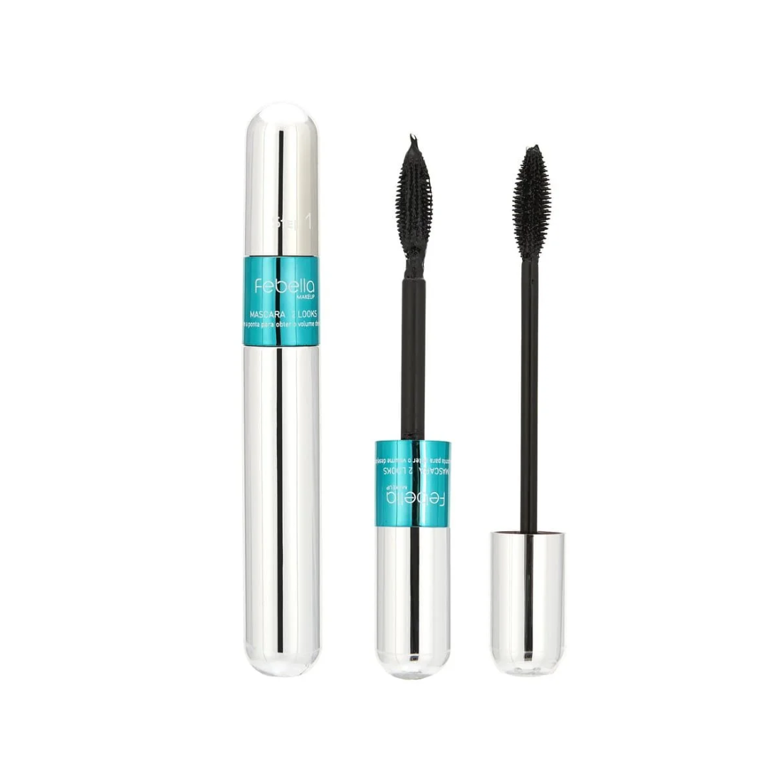 Destaque seu olhar com a Máscara Para Cílios Super Volume 4D 2 em 1 Febella, o rímel com Efeito de Alongamento e Volume Extremo, a escolha perfeita para quem busca cílios longos, volumosos e bem definidos com apenas um produto!