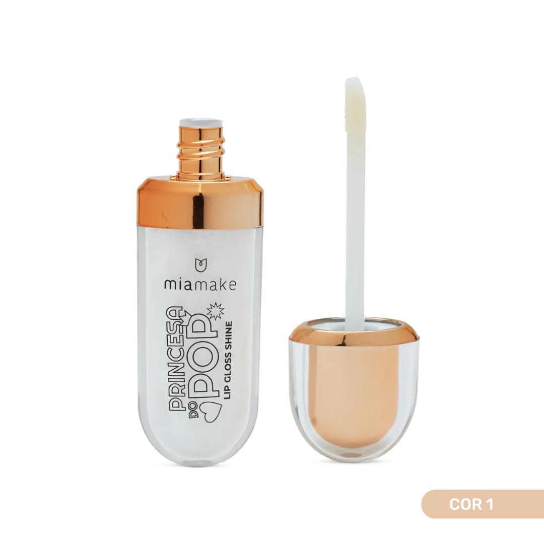 O Lip Gloss Shine Princesa do Pop Mia Make proporciona um efeito luminoso incrível, deixando os lábios com aparência saudável, hidratada e radiante.