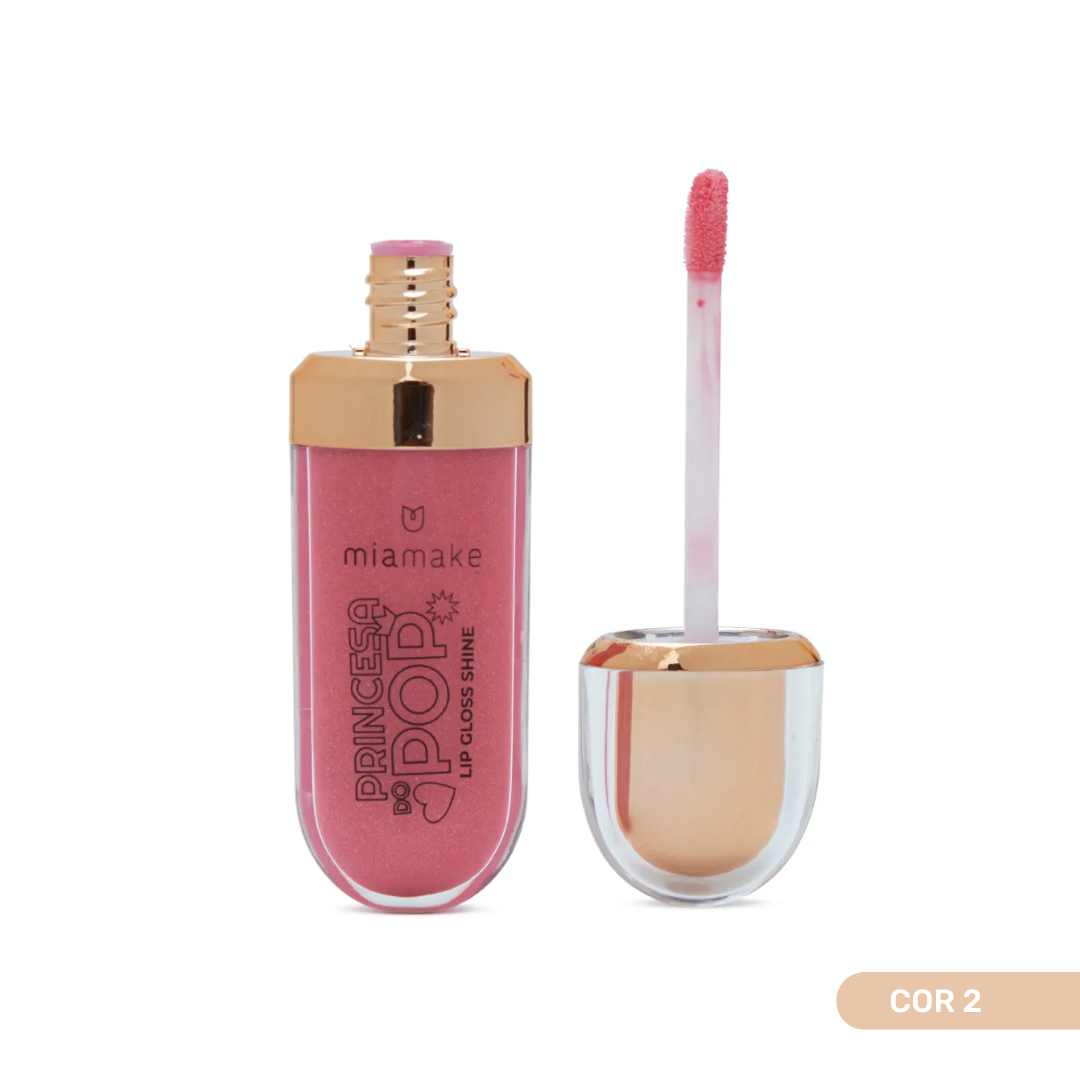 O Lip Gloss Shine Princesa do Pop Mia Make proporciona um efeito luminoso incrível, deixando os lábios com aparência saudável, hidratada e radiante.