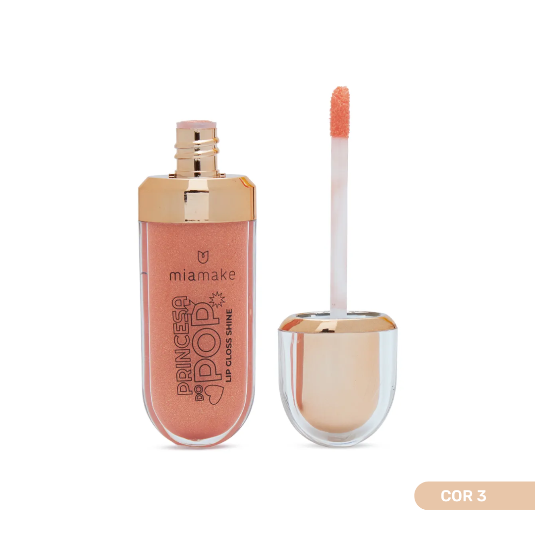 O Lip Gloss Shine Princesa do Pop Mia Make proporciona um efeito luminoso incrível, deixando os lábios com aparência saudável, hidratada e radiante.
